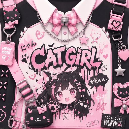 Áo Roblox cute Cat Girl phong cách kawaii màu hồng pastel dễ thương
