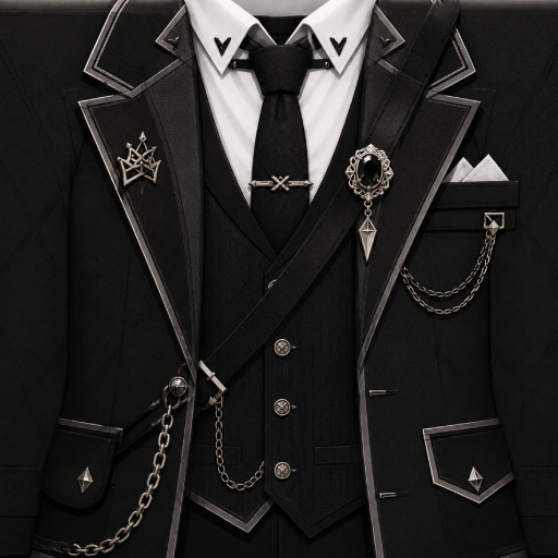 Áo vest Roblox boy phố màu đen sang trọng với cà vạt, dây xích và phụ kiện luxury phong cách streetwear hiện đại