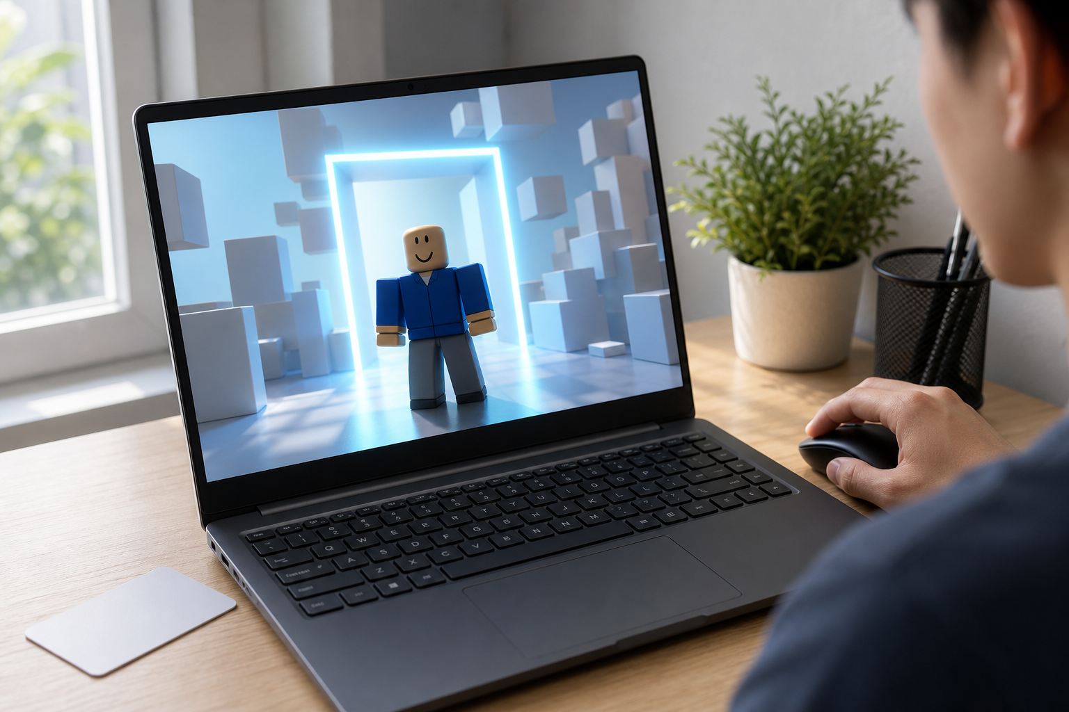 Người dùng đăng nhập tài khoản Roblox trên máy tính
