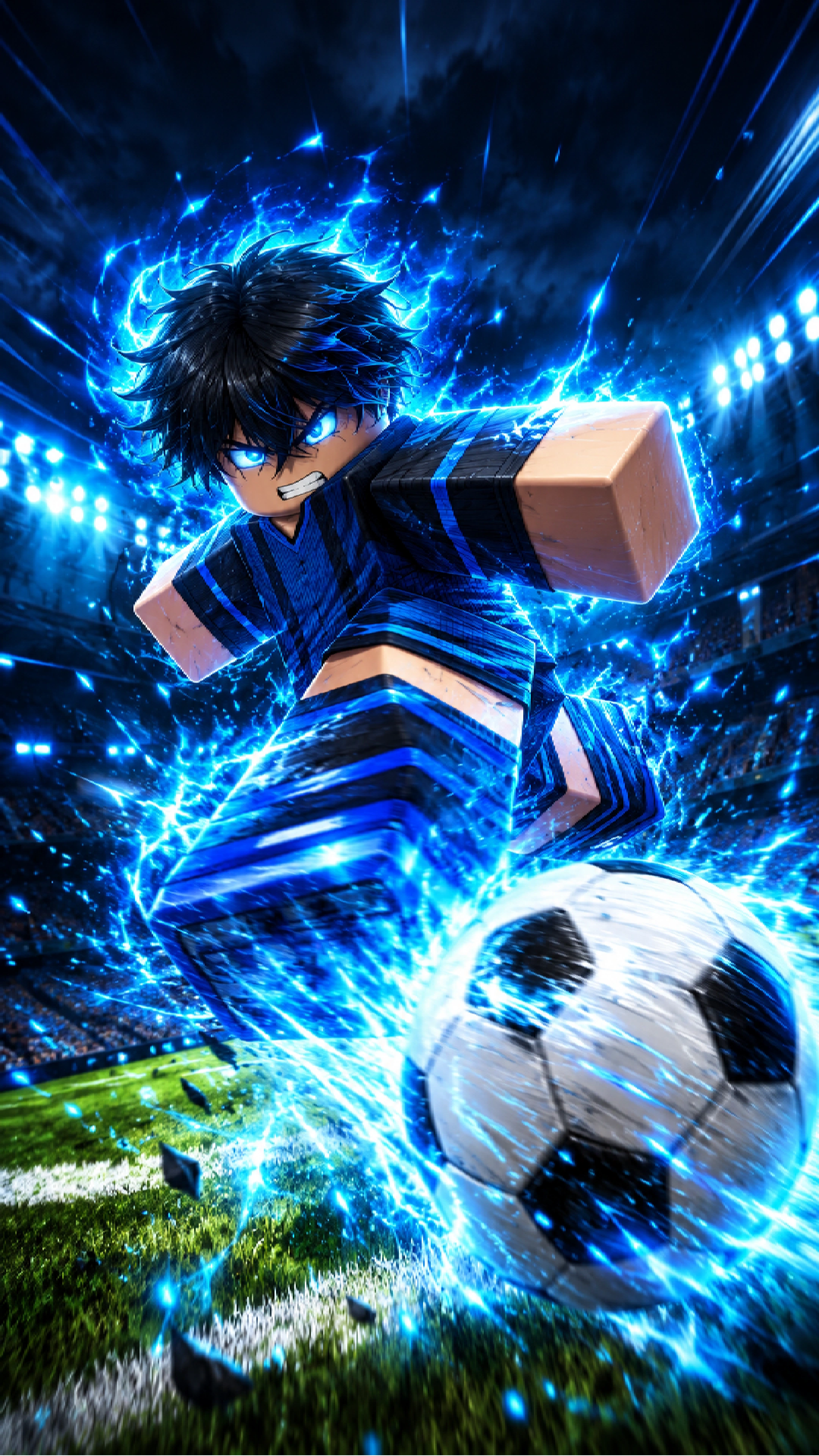 Hình nền điện thoại Roblox Blue Lock Rivals đá bóng anime 4K