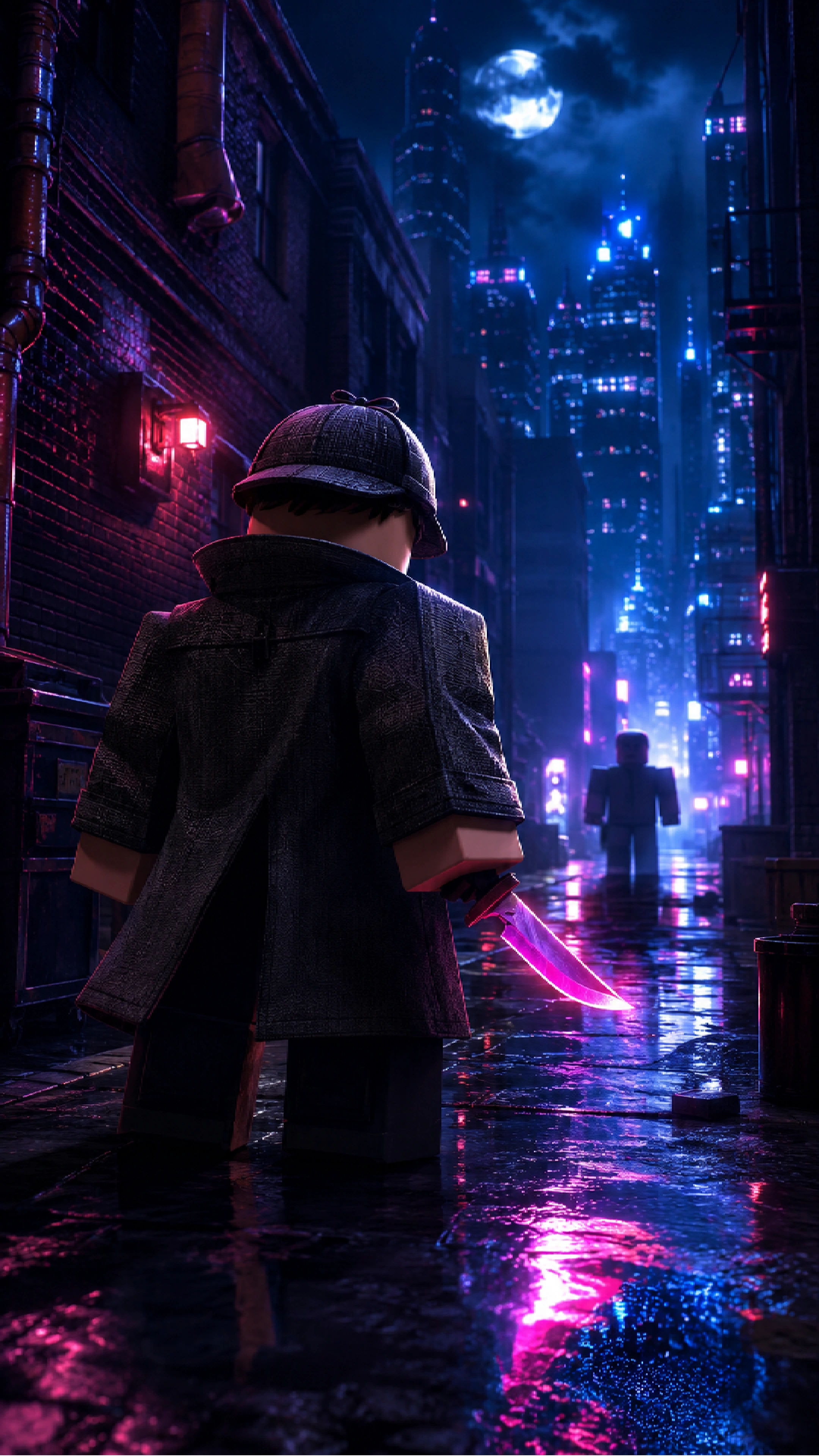 Hình nền điện thoại Roblox Murder Mystery 2 neon 4K