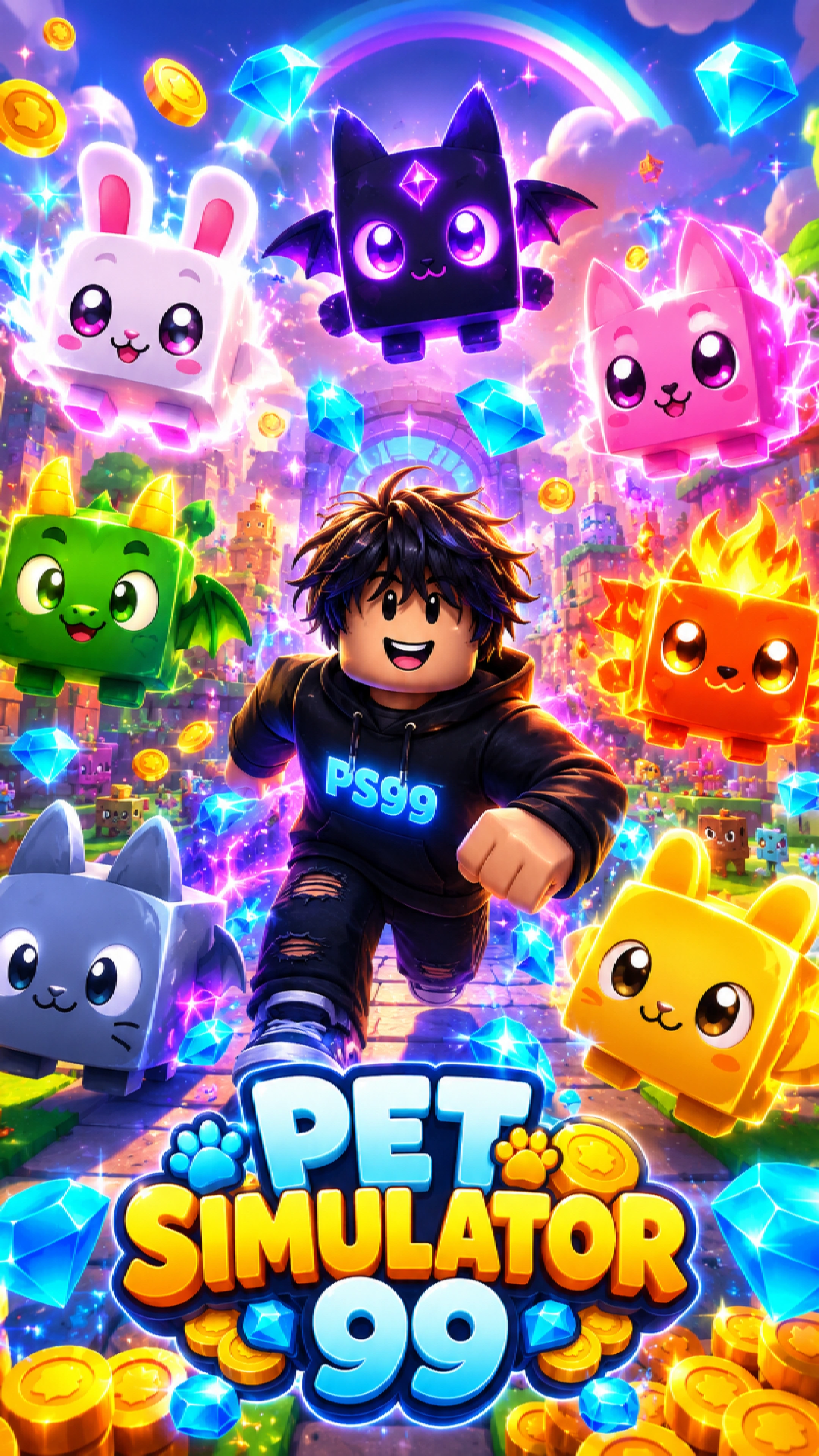 Hình nền điện thoại Roblox Pet Simulator 99 dễ thương 4K