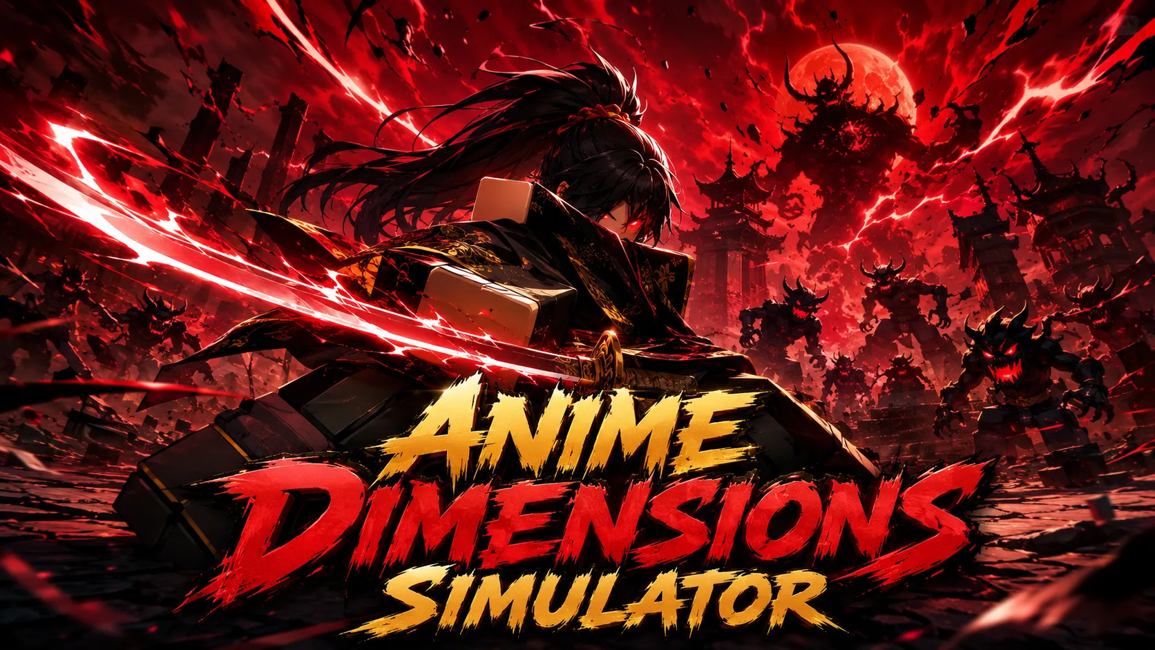 Nhân vật chiến đấu giữa chiến cảnh đỏ rực trong wallpaper Anime Dimensions Simulator cho PC 1672x941