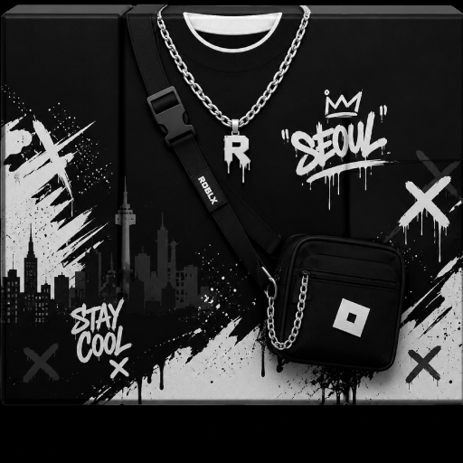 T-shirt Roblox boy phố ngầu màu đen trắng phong cách streetwear Hàn Quốc